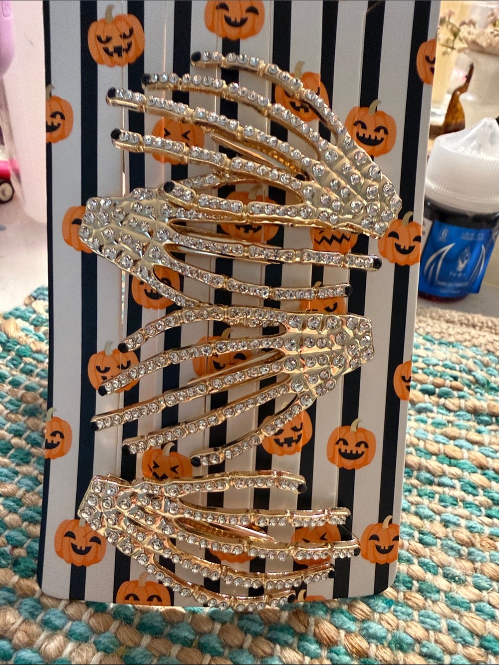 Piper Gold Crystal Skeleton Hand Hair Clips